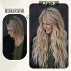 Ve Sunny Human Hair Clip in Extensions Full Head Remy Hair Extensions Blonde Highlight for Women Warm Color Clip in Hair Extensions Straight 120g 7pcs 16 inch