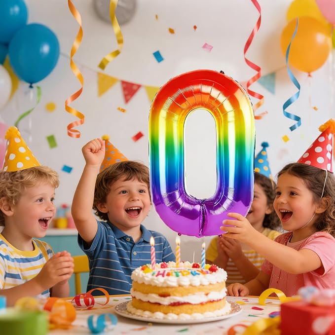 40 Inch Number 0 Balloons for Birthday Party Decorations, 0-100 Rainbow Large - Image 2