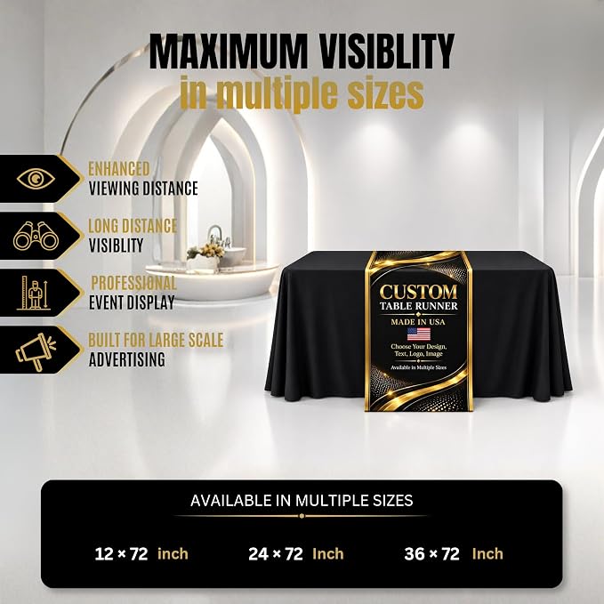 Custom Table Runners with logo by BCB Trade Show Display Printed in USA | 72 - Image 3