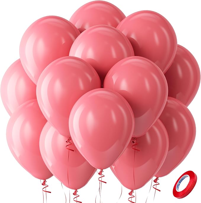 Bezente Coral Latex Round Helium Party Balloons 100 Pack 12 inch | Pastel Coral by Bezente