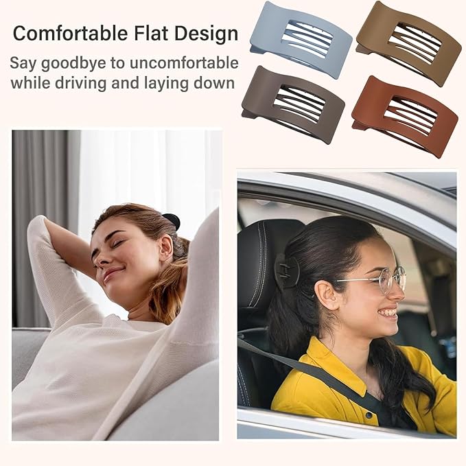 4 PCS Flat Hair Clips, Large Flat Claw Clips for Women Girls, Strong Hold French Hair Clips for Thick Thin Hair, Stylish Classic Hair Barrettes(Matte)