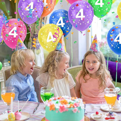 Ainiv 4th Birthday Balloons 18PCS, 12inch Numbers Printed Latex Balloons | 4th - Image 5