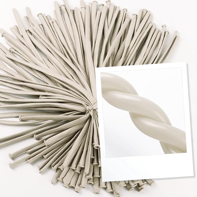 Sand White Long Balloons - Image 4