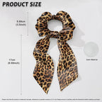 Leopard Print Hair Ties Elastic Ribbon Brown Knotted Bow Scrunchies Lightweight Scraf Scrunchy Stretchy Aesthetic Accessory Pack of 2