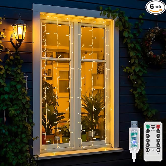 Curtain Lights for Bedroom, 90 Led Hanging String Light Outdoor, Fairy Curtain by SUDDUS