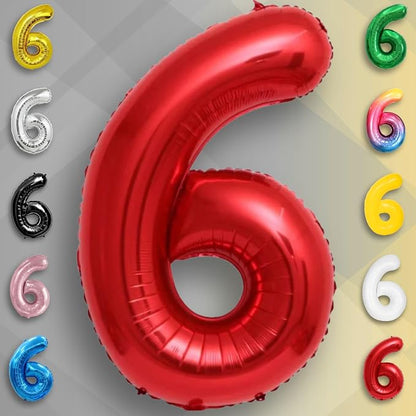 Red Number Balloon 6 Mylar Foil Balloons 16 inch - Image 3