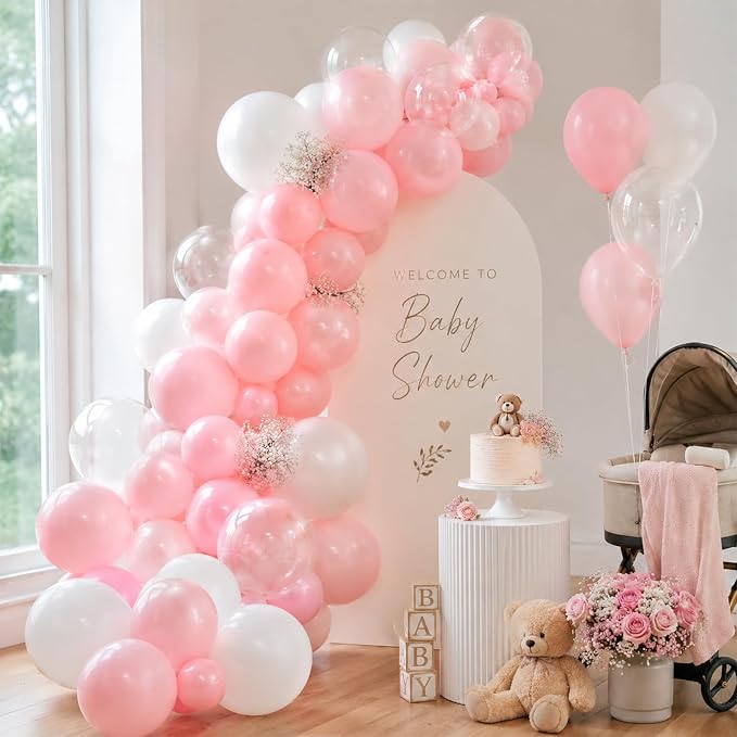 HILAVO Dusty Pink Balloons 12 Inch Blush Pastel Light Baby Pink and White Latex - Image 5