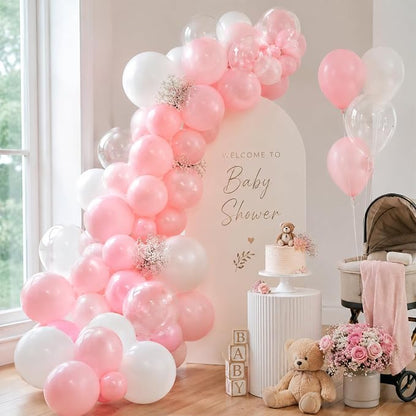 HILAVO Dusty Pink Balloons 12 Inch Blush Pastel Light Baby Pink and White Latex - Image 5