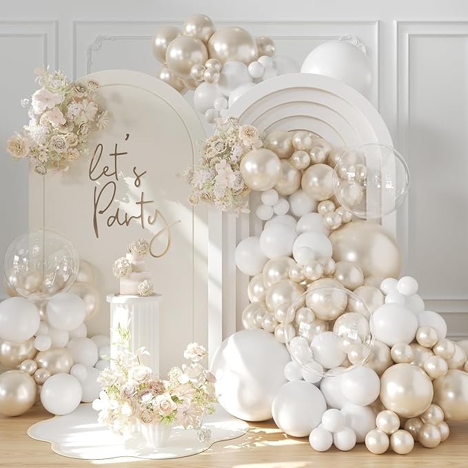 White Balloon Arch Kit for Wedding Bridal Shower Baby Shower Decorations | by LANGASQUE