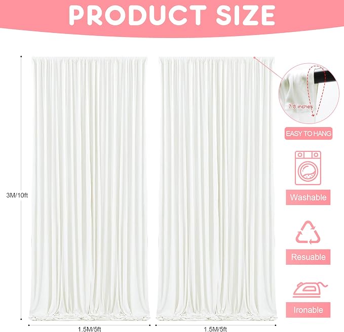 Asee'm Ivory Backdrop Curtains Drapes - Image 2