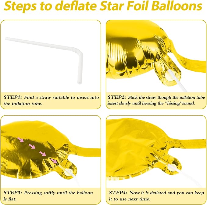 60 Pcs Star Balloons Explosion 12 Point Foil Cone Balloons Magic Balloon Large - Image 7