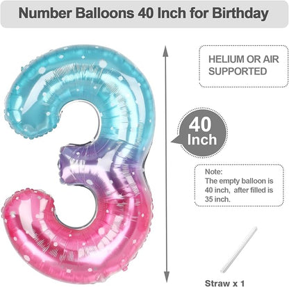 Number Balloons 40 Inch Pink Blue Purple 2 Balloon - Image 5