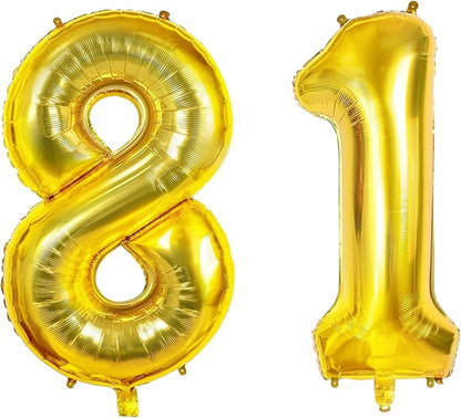 Number 81 Balloons for 81st Birthday Party Decorations, 0-100 Large No.81 by Joycard