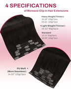 Moresoo Clip in Hair Extensions Real Human Hair Dark Brown Hair Extensions Clip in Short for Women Double Weft Remy Human Hair Straight 80g/5pcs 14 inch