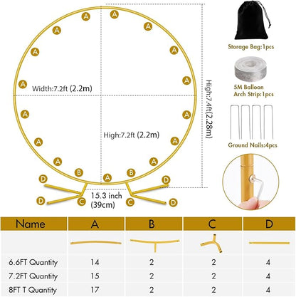 Nisoger 7.2FT Round Backdrop Stand, Circle Gold Balloon Wedding Arch Frame | - Image 4