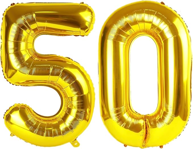 Gold Number 50 Balloon 40 Inch, 50th Birthday Party Decorations Men Women | by IWERP