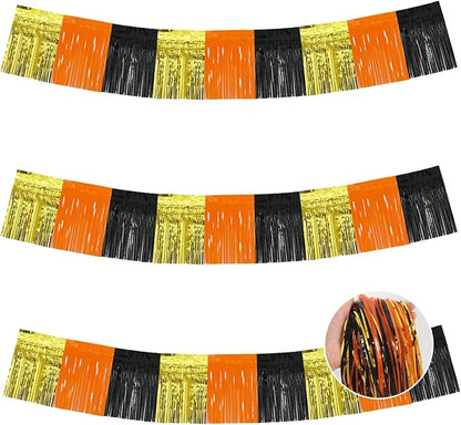 BEISHIDA Gold Orange Black Fringe Garland Banner Wall Tinsel Foil Streamers | by Beishida