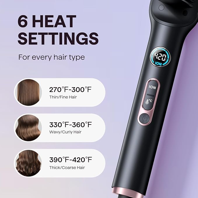 Wavytalk Hair Straightener Brush, Sleek Sweep Ionic Straightening Brush, Anti-Scald Ceramic Straightener Comb with LED Display for Super Smooth Hair, Dual Voltage, Rose Gold.