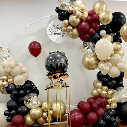 Burgundy Black White Gold Balloon Garland Arch Kit - Image 4