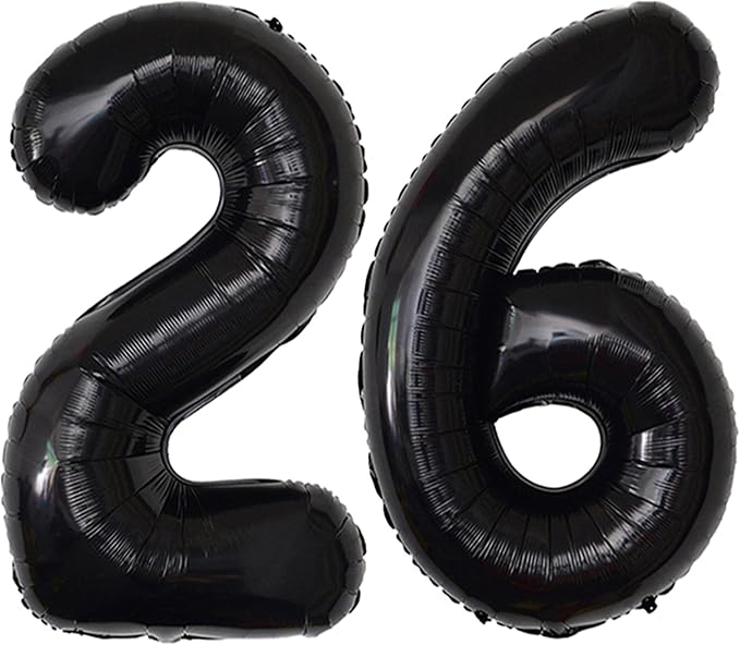 26 Balloon Number Black 40 Inch Foil Mylar by COLORFULELVES