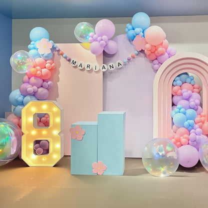 HILAVO Pink Blue Purple Balloons Arch Kit Iridesent Balloons Clear Balloon - Image 5