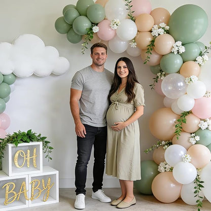 Dusty Green Pink Floral Balloon Garland Arch Kit 144 PCs | Baby Shower Wedding - Image 5