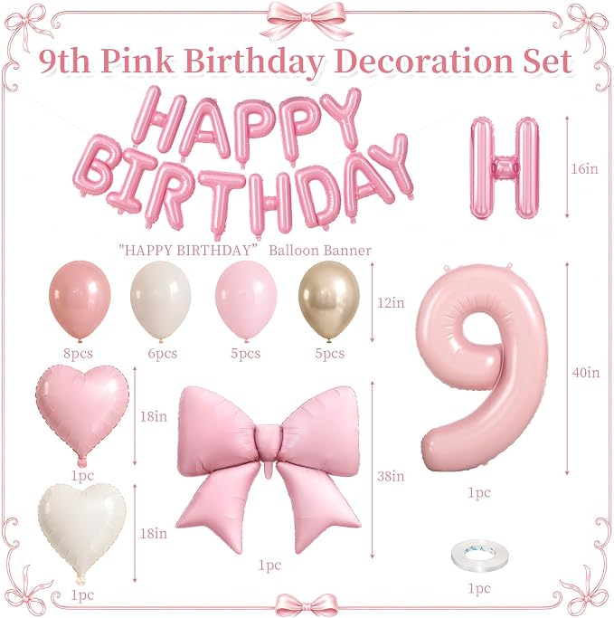 Dusty Pink Number 9 Balloon, 9th Birthday Decorations - Image 2