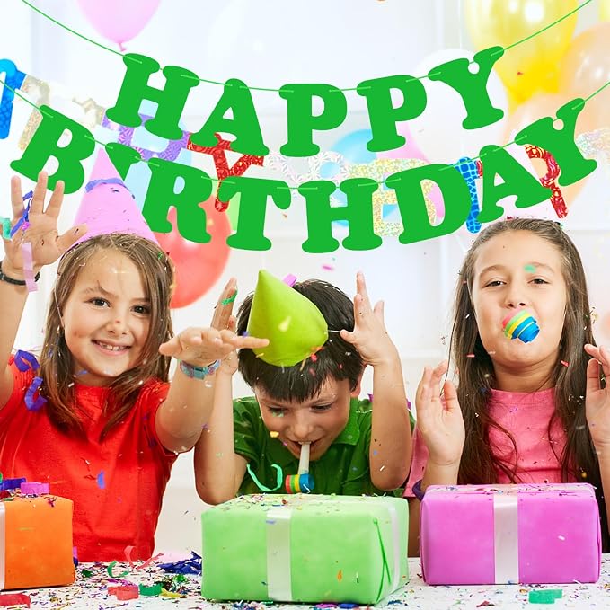 Green Happy Birthday Banner Birthday Party Decorations Sign Birthday Backdrop - Image 4