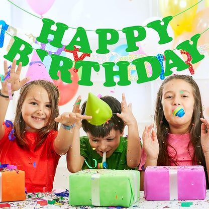 Green Happy Birthday Banner Birthday Party Decorations Sign Birthday Backdrop - Image 4