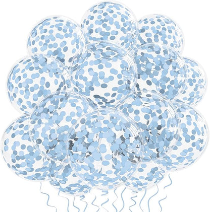 VHUWE Baby Blue Confetti Balloons 25 Pcs, 12 Inch Thickened Clear Latex Balloon by VHUWE