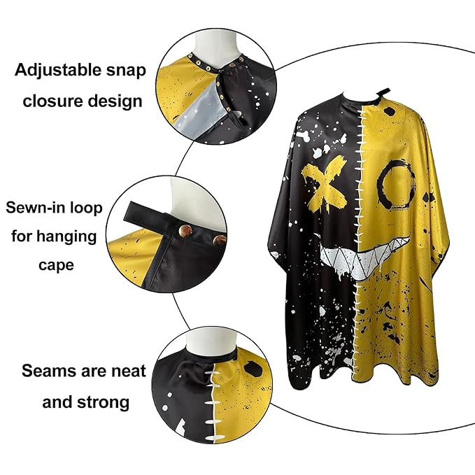 Barber Capes for Men Hair Cutting Capes with Snaps Salon Capes for Stylists Waterproof Hairdresser Gown Cape- 63”× 56”(Yellow)