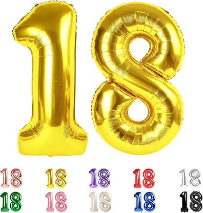 18 Balloon Numbers 40Inch for 18th Year Old Birthday Decorations, Inflation by Mluchee