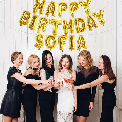 TONIFUL 65 Pcs 16 Inch Gold Happy Birthday Balloons and 2 Sets A-Z Foil Letters - Image 5