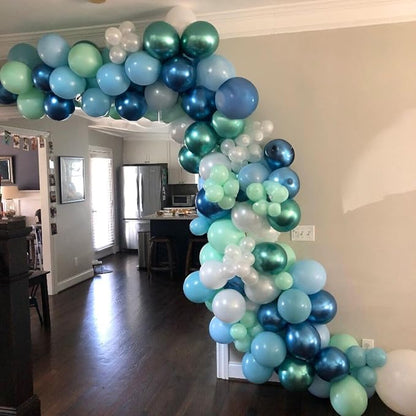 Blue Green Teal Balloons 60 Pcs Ocean Blue Green Pearl White Balloons 12 Inch - Image 4