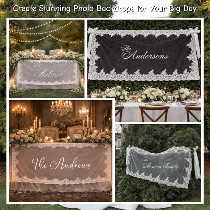 Personalized Sheer Wedding Banner - Image 4