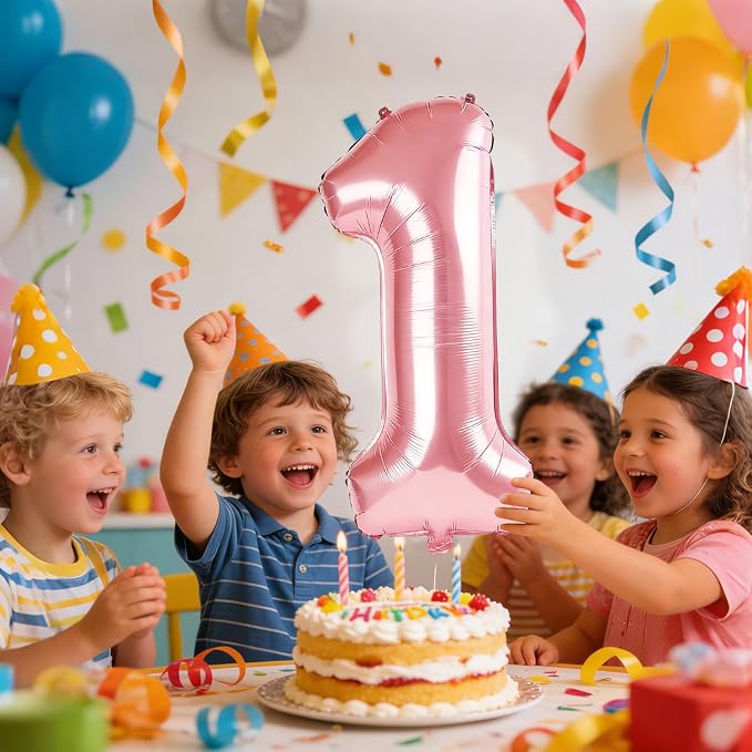 40 Inch Number 1 Balloons for 1st Birthday Party Decorations, 0-100 Jewelry - Image 2