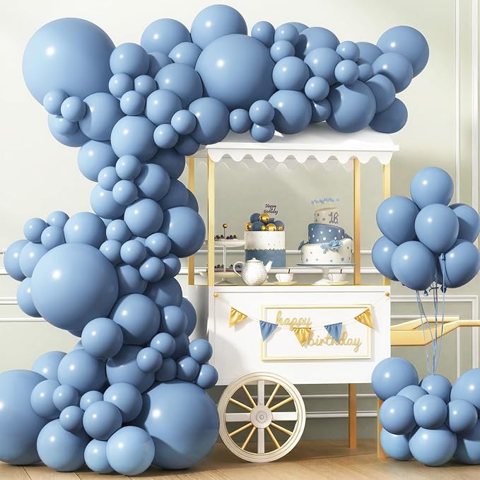 APLANET 150pcs Dusty Blue Balloons Different Sizes 18 12 10 5 Inch Slate Blue by ZJHAI