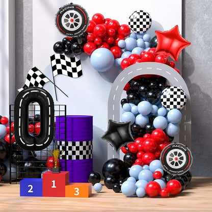 Race Car Balloons, 40 Inch Racetrack Number 0 Balloon, Big Number Balloons Black - Image 4