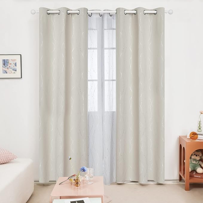 Deconovo Living Room Curtains 95 Inches Long, Thermal Insulated, Room Darkening - Image 2