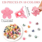 JANYUN 120 Pcs Mini Flower Hair Clips, Colorful Small Hair Claw Clips Cute Tiny Jaw Clips Hair Pins Hair Barrettes Accessories for Women