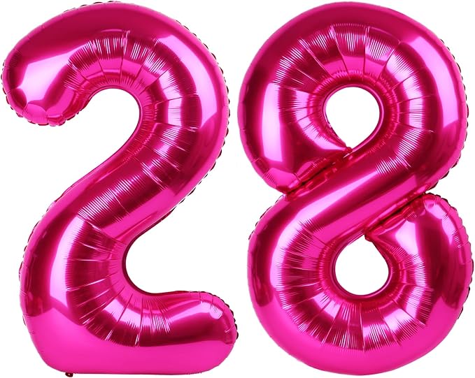 Hot Pink Foil Number 28 82 Balloon 40 Inch, Helium Mylar 28 82 Numbers Birthday by Upgesy