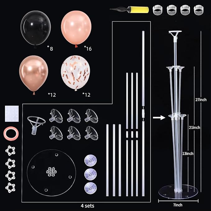 4 Sets Rose Gold and Black Balloons Stand - Image 4