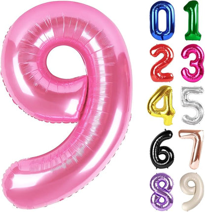 9 Balloon - Pink Birthday Number Balloons, 40 Inch Decorations Men Women | Pink by ALPHADELTAPI