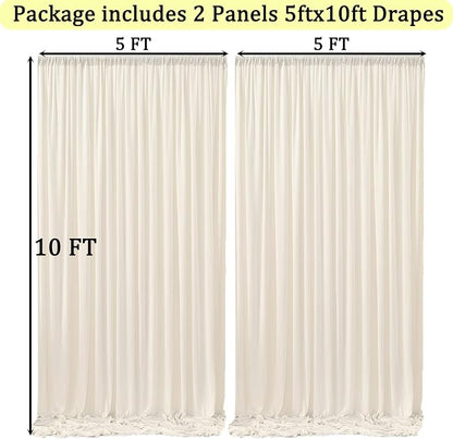 10ft x 10ft Wrinkle Free Ivory Backdrop Curtains - Image 6