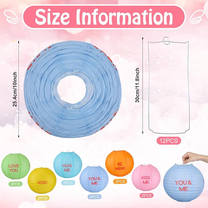 12 Pcs 10 Inch Hanging Paper Lanterns Party Decorations Pastel Classroom Decor - Image 3