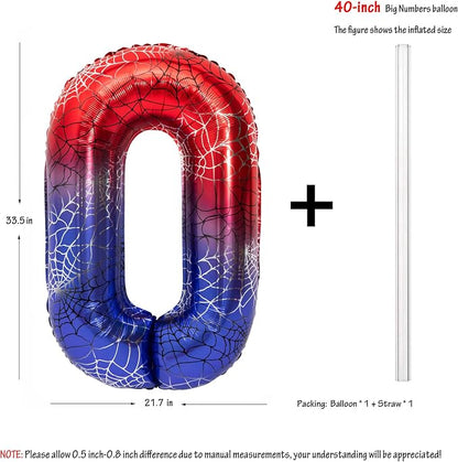 40 In Red And Blue Birthday Theme Large Number 0 Balloon | Giant Large Helium - Image 2
