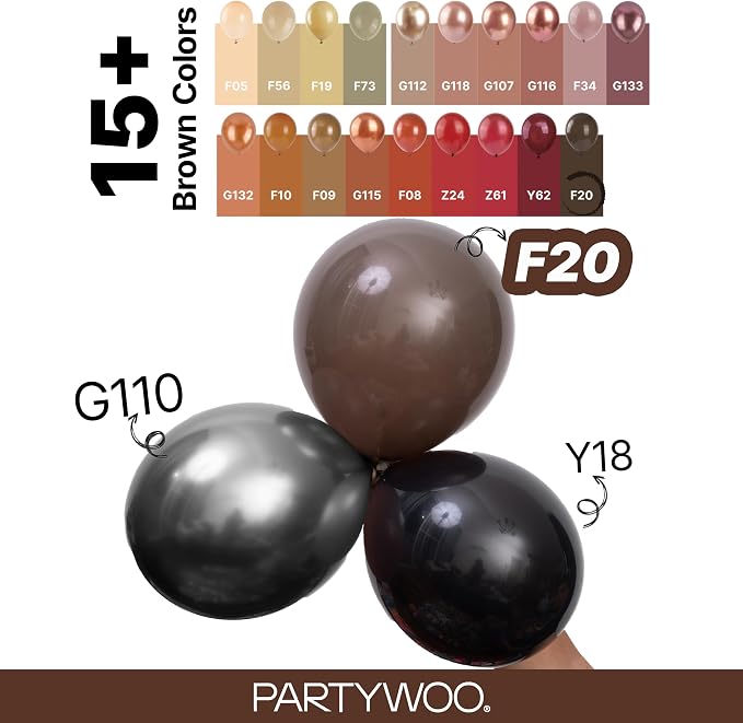 PartyWoo Dark Brown Balloons 152pcs Boho Coffee Neutral Color | 18 12 10 5 Inch - Image 4