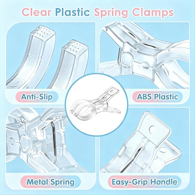 15-Piece Balloon Arch Clips, 3.5" Heavy Duty Clear Spring Clamps | Suitable - Image 7