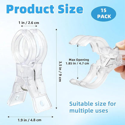 15 Pack Balloon Arch Clips, Transparent Plastic Spring Clamps - Image 2