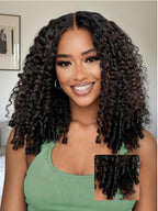 YIROO Burmese Bye Bye Knots Curly Wig Human Hair with Finger Coil Ends,Glueless Wig Human Hair Pre Plucked Pre Cut 7x5 Lace Front Wig Pre Bleached Wear and Go Beginner Friendly 150% Density 24Inch